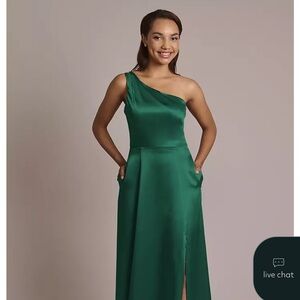 David's Bridal One-Shoulder Green Dress